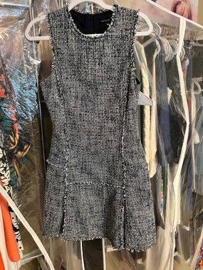 Banana Republic Sleeveless Tweed Sheath Dress in Black & White